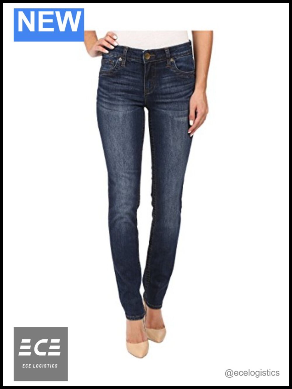 Straight Leg High Rise Jeans Raw Hem Five Pocket Denim Casual